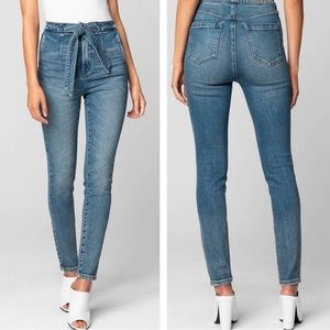 BLANKNYC The Great Jones High Rise Tie Waist Skinny Blue Denim Jean Size 26